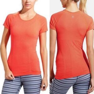 Athleta Fastest Track Ember Neon Orange Short Sleeve Athletic Top M